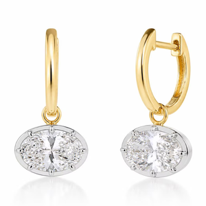 Boucles <span class=keywords><strong>d</strong></span>'oreilles pendantes ovales en <span class=keywords><strong>or</strong></span> massif 10K 14K avec diamants de laboratoire de 1 à 4 carats, style géorgien, <span class=keywords><strong>et</strong></span> boucles <span class=keywords><strong>d</strong></span>'oreilles pendantes Huggie en diamants de laboratoire - Product Image 6