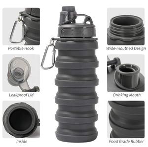 Botella de <span class=keywords><strong>Agua</strong></span> Plegable de Silicona de Marca Privada al por Mayor, Botella de Silicona Libre de BPA para Acampar y Viajar, Diseño Plegable - Product Image 3