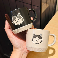 Tasse rétro en grès peinte à la main dessin animé chaton sous glaçure couleur tasse en céramique pour bureau ménage pour café eau Souvenir tasse