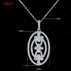 Cadermay Moissanite Pendant 29x19mm Oval Flower Design <b>Silver</b> <b>Necklace</b> Everyday Wear - Product Image 1