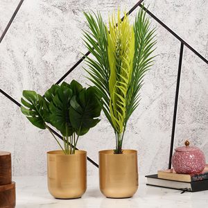 Macetas doradas decorativas con diseño martillado exterior Paquete múltiple Exhibición versátil Plantas en maceta Accesorios decorativos para jardín - Product Image 3