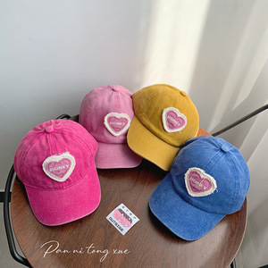 Gorra de Béisbol de 6 Paneles con Diseño de Dibujos Animados, Estilo Dulce Corazón, de Algodón, con Visera, para Niñas, Protección Solar, Estilo Primavera-Verano, Común - Product Image 3