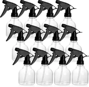 Flacone Spray in plastica vuoto da 8 once nero con spruzzatori a grilletto neri per cucina, bagno, bellezza, capelli e pulizia