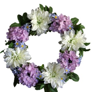 Guirnalda de Flores Artificiales de Hortensia y Dalia en Blanco y Morado Clásico, Decoración de Pared de Tela para Primavera, Verano, Hogar, Bodas y Fiestas - Product Image 2