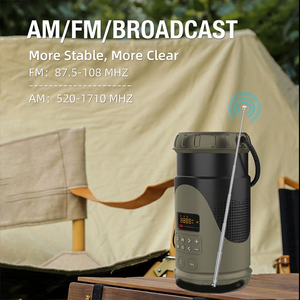 Radio météo portable avec bande NOAA, AM, FM, haut-parleur Bluetooth, lampe d'urgence à manivelle solaire pour le camping en plein air - Product Image 4