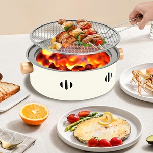 Barbecue portable multifonction - Grille à <span class=keywords><strong>charbon</strong></span> en acier inoxydable avec couvercle pour la cuisine en plein air, le camping et les pique-niques - Product Image 6