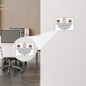 No se permite grabar sin autorización, no se permiten fotos o vídeos, respaldo autoadhesivo, acrílico grueso, fácil <span class=keywords><strong>de</strong></span> instalar, - Product Image 1