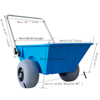 Chariot de plage étanche à roues gonflables de 12 pouces, capacité de 75 kg, chariot à sable pour le camping, la pêche, le transport d'équipement de plein air