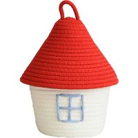 Panier de rangement en corde de coton tressée en forme de maison avec couvercle, 25 cm de diamètre x 25 cm de largeur x 25 cm de hauteur, pour l'organisation de la maison