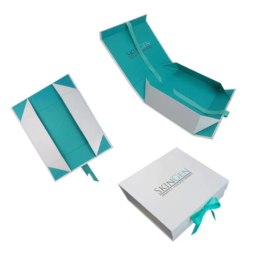 Boîte cadeau magnétique d'emballage de vêtement de luxe OEM de logo personnalisé avec poignée de ruban rigide rigide pliable en papier de carton de montre magnétique