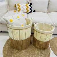 Panier à linge vintage avec corde en papier et cadre en métal - Écologique, durable et coloré