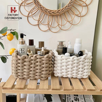 Panier de rangement en corde de coton tissé à la main, design nordique, pratique, pour le linge, organisation, pour décoration de bureau, noël