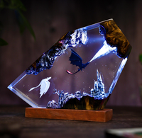 Lampe LED en résine anime personnalisée, art déco en époxy fait main, diorama, veilleuse, design moderne, cadeau personnalisé pour PC