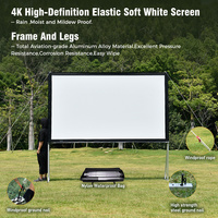 Écran de projection avec support, écran de projection extérieur de 150 pouces, écran de projection portable intérieur, écran de projection 16:9 4K, écran de cinéma avant et arrière