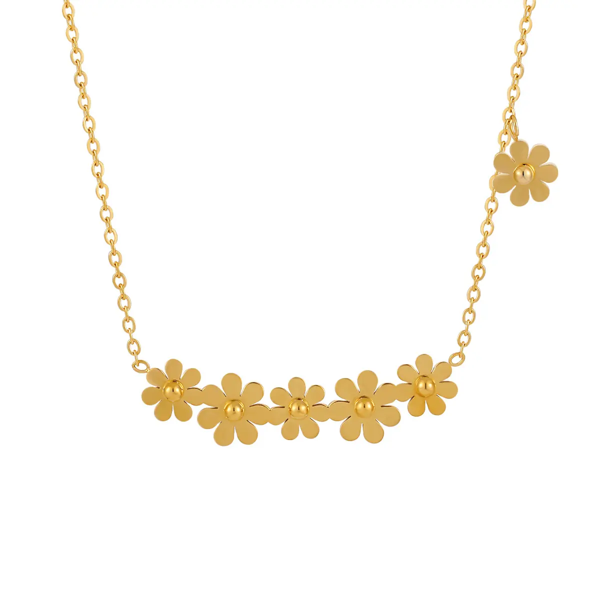 Bestseller Mode 18k Gold Plattiert Blume Anhänger Halskette Statement Edelstahl Schmuck Halskette für Damen
