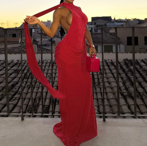 Robe longue de soirée sexy Viviblook Z1210DS, nouvelle collection automne, couleur unie, sans manches, dos nu, coupe ajustée - Product Image 2