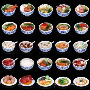 โมเดลอาหารจำลอง ชามบะหมี่จิ๋ว ข้าวจิ๋ว ของตกแต่ง ของเล่น ของประดับตกแต่ง - Product Image 1