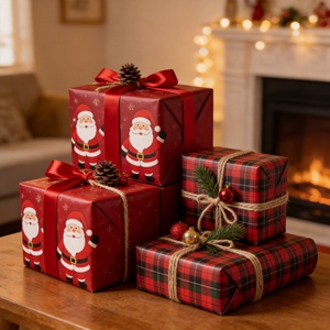 Rollos de Papel de Regalo Navideño Personalizados, Papel de Arte, Cumple con las Normas BSCI, SMETA e ISO9001, para Supermercados y Minoristas en EE. UU. - Product Image 2