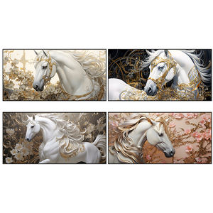Pinturas Decorativas Modernas de Caballos Blancos de Lujo al por Mayor, Arte de Pared en Lienzo, Marco de Cristal, Alta Calidad Digital - Product Image 3