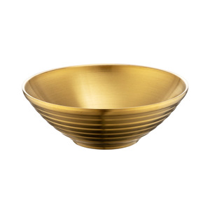 304 Stainless Steel Japanese Ramen Bowl Double Walled Golden Conical Bowl For Home Use - Product Image 3