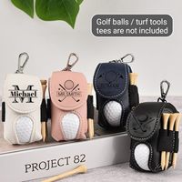 Gepersonaliseerde Lederen Golfbal Tas T-Shirt Houder Aangepaste Naam Golftas Met Riem Clip Grote Golf Geschenken Voor Mannen Vrouwen Golfers
