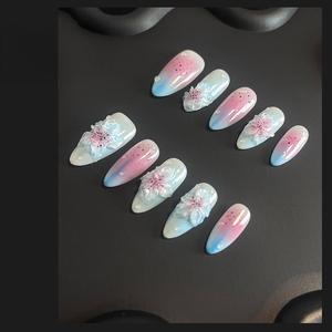 Thời Trang Mới Tùy Chỉnh Thiết Kế Bán Buôn 10Pcs 3D Pháp Vỏ Hạnh Nhân Móng Tay Giả Đảng Sticker Mặc Báo Chí Trên Móng Tay - Product Image 5