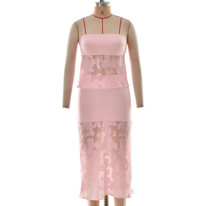 Conjunto de Dos Piezas sin Tirantes para Mujer, Falda Larga con Transparencias, Transpirable, Estilo Casual - Product Image 5