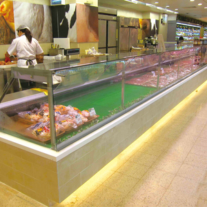 <span class=keywords><strong>Meilleur</strong></span> prix 3750mm Comptoir de service de charcuterie à température unique Réfrigérateur de supermarché pour affichage de la viande avec verre plat droit - Product Image 5