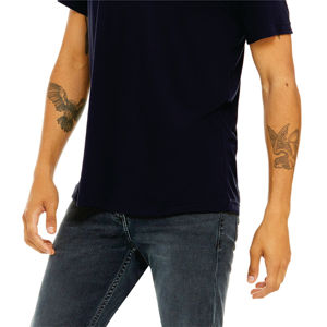 50% Poly 25% Airlume Chải Kỹ Và Vòng Spun Cotton 25% Rayon 40 Duy Nhất 3.8 Oz Rắn Màu Đen Unisex Triblend Ngắn Tay Áo T-Shirt - Product Image 5