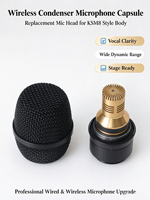 Tête de microphone à condensateur de remplacement pour micro sans fil portable, grille métallique pour diffusion en direct