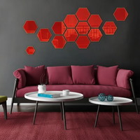 Plaque de miroir acrylique rouge de 1,3 mm d'épaisseur, carreaux de miroir acrylique carrés pour l'artisanat DIY et la décoration intérieure