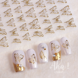 Aha Nail stickers colorful gold silver black white butterfly 2d Nail Sticker Decoration - Product Image 2