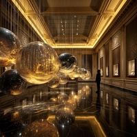 Lustre moderne en verre cristal sur mesure pour projet commercial, idéal pour l'entrée d'un hôtel ou un hall.