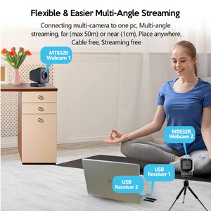 Caméra de conférence sans fil 1080P Full HD 2.4G, suivi intelligent du portrait par Wi-Fi pour les réunions vidéo à domicile, caméra HD pour ordinateur PC 1 - Product Image 3
