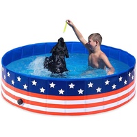 Piscine pliable pour chien, motif étoile et rayures patriotiques, baignoire pour animaux de compagnie en PVC, baignoire extérieure pour grands chiens