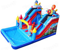 Toboggan aquatique géant en PVC gonflable à louer Château sautant avec piscine Jeu gonflable Maison de rebond