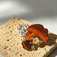 Broche Feuille de Ginkgo Broderie Miao Faite à la Main, Incrustation Micro-Cristal Doré, Luxe, Cadeau de Mariage/Fiançailles pour Femme, Tendance