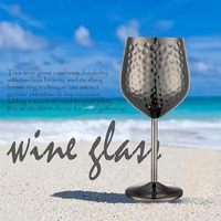 Verres à vin noirs de 500 ml en acier inoxydable de qualité alimentaire, incassables, avec pointe martelée classique, lot de 2/4 pièces pour usage quotidien