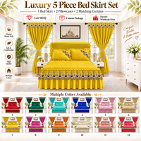 Ensemble de literie matelassé à volants 5 pièces King Size avec jupe de lit et rideaux assortis – Vente en gros