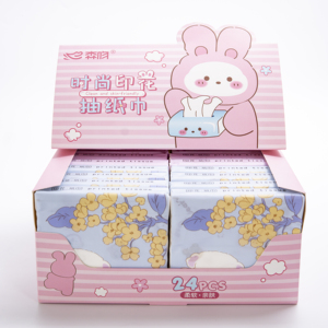Tecido Facial Personalizado Bonito Cor Dos Desenhos Animados Papel Impresso 3ply Virgem Polpa De Madeira Em Relevo Padrão Adorável Guardanapo Tecido Facial Diário - Product Image 5
