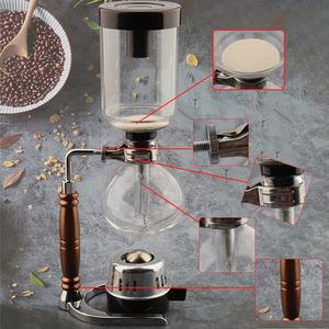 Caffettiera a Sifone in Acciaio Inox con Vetro Resistente al Calore, per Preparazione del Caffè - Product Image 5