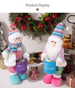 LINGKAI Adornos de Peluche Coloridos y Ecológicos de Muñeco de Nieve y Papá Noel para Mesa, Árbol, Regalos Navideños - Product Image 4