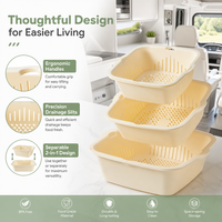 Égouttoir de cuisine en plastique stable et pratique, bac à laver les légumes et les fruits avec zone de robinetterie résistante, couleur vive