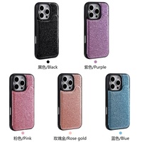 Étui portefeuille en cuir PU scintillant avec fente pour cartes pour iPhone 16 Pro Max, compatible iPhone 17, 16, 15, 14, 13, 12