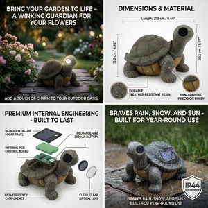 Statue de jardin solaire en forme de <span class=keywords><strong>tortue</strong></span>, figurine en résine, lumières solaires LED, résistantes à l'eau IP44, piles AA, angle de faisceau de 360°, succulente - Product Image 4