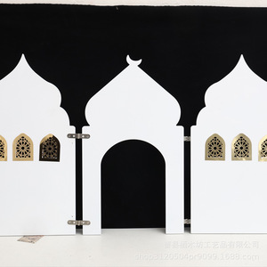 Adorno de Escritorio Estilo Mezquita de Madera Blanca con Ventanas Cortadas con Láser Dorado para Decoración del Hogar en Ramadán, Manualidades para la Sala de Estar - Product Image 3