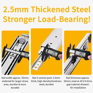 Yenuo Nhiệm Vụ Nặng Nề Thép Ngăn Kéo Slide 1 Cặp 16 "-40" Đầy Đủ Mở Rộng Bóng Mang Thiết Kế Công Nghiệp (76Mm)-500lbs - Product Image 4