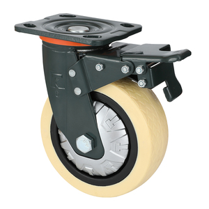 Roulettes pivotantes industrielles robustes en nylon anti-crevaison jaunes de <span class=keywords><strong>4</strong></span> pouces, capacité de charge 320 kg - Product Image 2