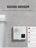 Détecteur de bruit mural portable à infrarouge et capteur sonore à piles AA pour salle de bain, usage domestique et hôtelier, en plastique