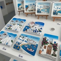 Cadres photo 3D personnalisés en résine, paysage de Mykonos, Grèce, souvenir de voyage, plaque décorative pour la maison, décoration en polyrésine, plaque artisanale